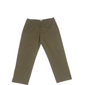 Eileen Fisher‎ Pants L Dark Olive Green Organic Cotton Cropped Pants Lagenlook